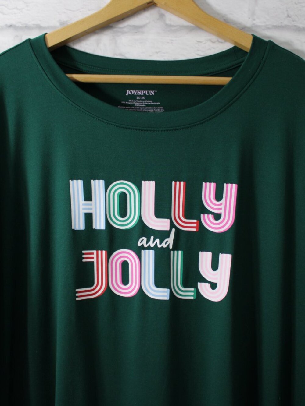 Joyspun 2X/3X Green Holiday Christmas Shortsleeve Lightweight Short Nightgown - Picture 2 of 8